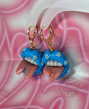 Load image into Gallery viewer, Blue Blossom Micro Mouth Earrings