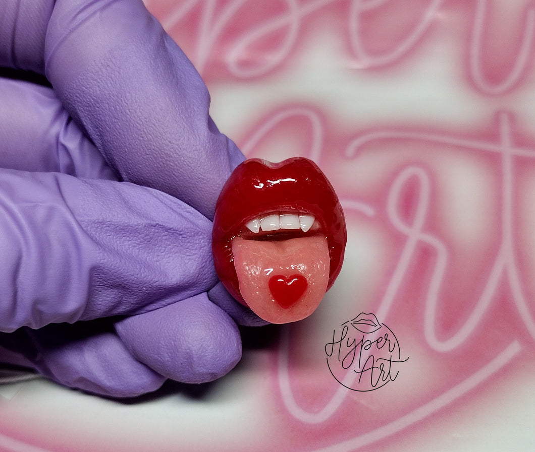 Cherry Heart Micro Mouth Pin