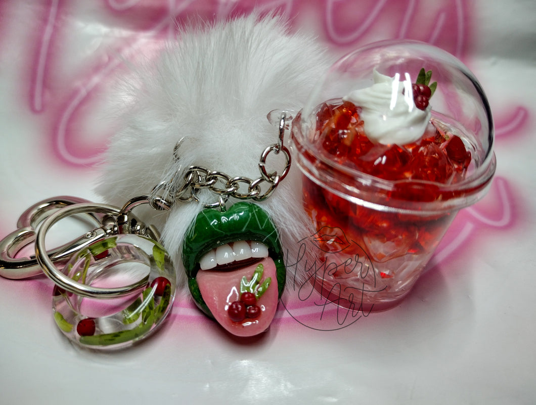 Christmas Cocktail Micro Mouth Keychain