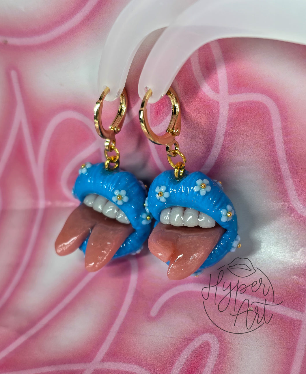 Blue Blossom Micro Mouth Earrings